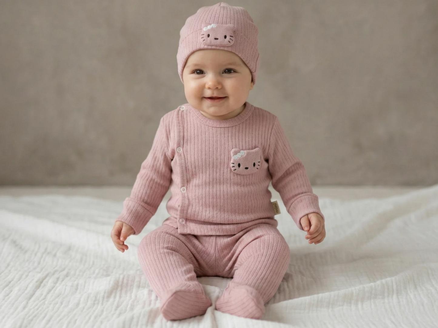 0-3 Ay Kız Bebek Takımı 3Lü Set